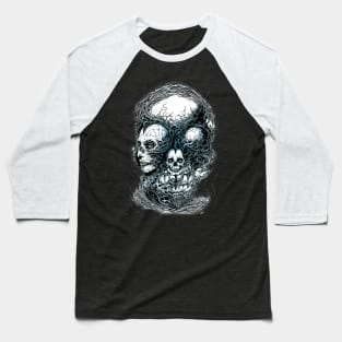 Halloween Skull Faces Design Baseball T-Shirt